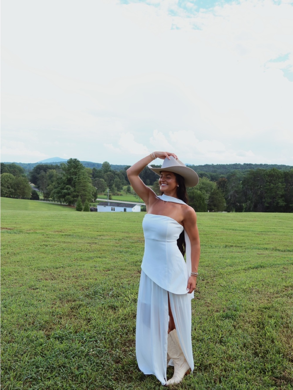 12th Tribe Strapless White High-Slit Maxi Dress